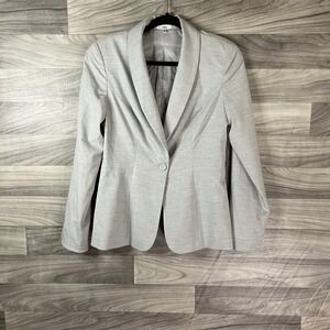 Reba Blazer Jacket Womens 6 Gray Button Long Sleeve Shawl Collar Stretch Lined